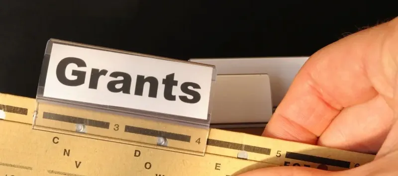 Bir dosyada "Grants" yazılı etiket, hibe başvurularını düzenleme anlamını taşıyor.